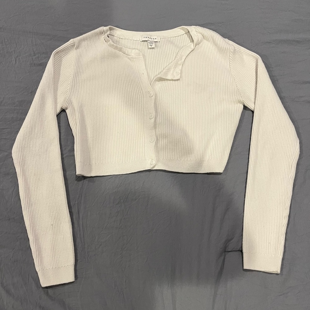 Topshop cropped button up sweater